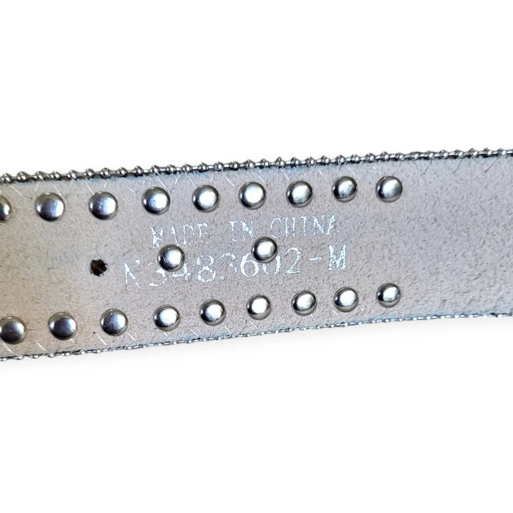 Nocona Women's Calf Hair On Hide Rhinestone Leather Western Belt Brown Silver M
